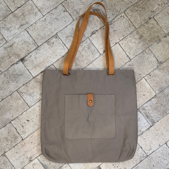 Hearth & Hand Handbags - Hearth and Hand w/Magnolia, Grayish khaki Tote Bag Tan vegan slide Straps